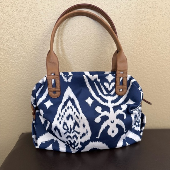 Stella & Dot Handbags - Stylish Navy Blue and White Ikat Patterned Women's Bag